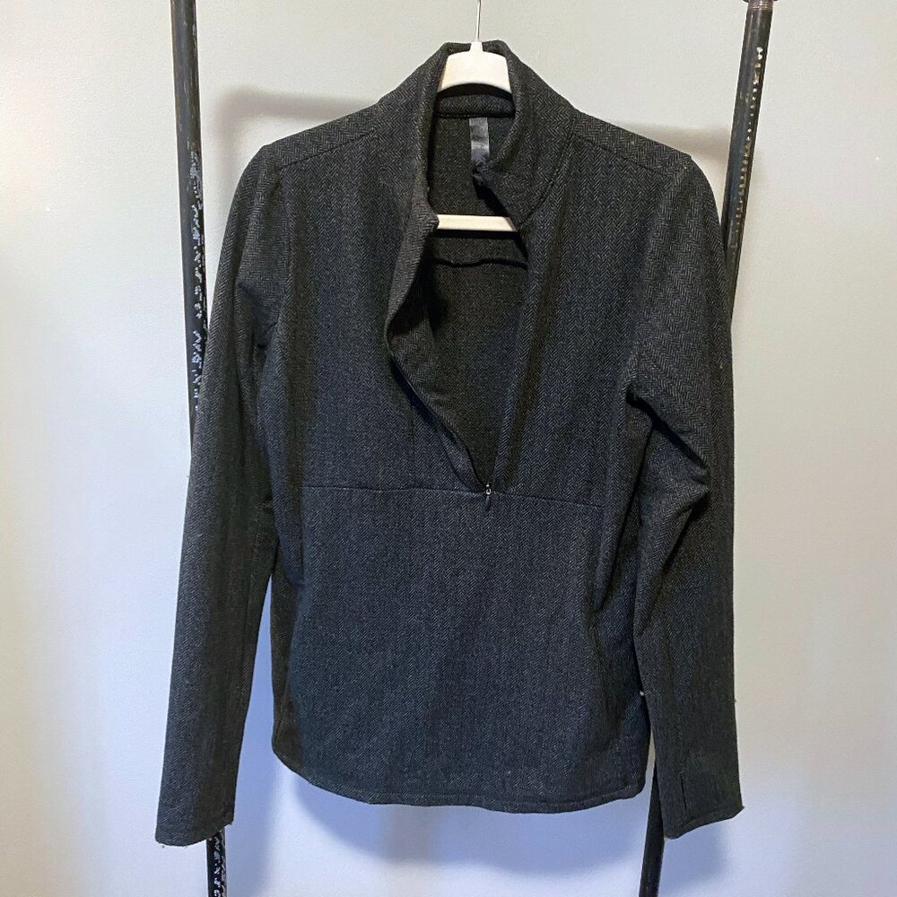 Kyodan Charcoal Herringbone Quarter-Zip Pullover, L